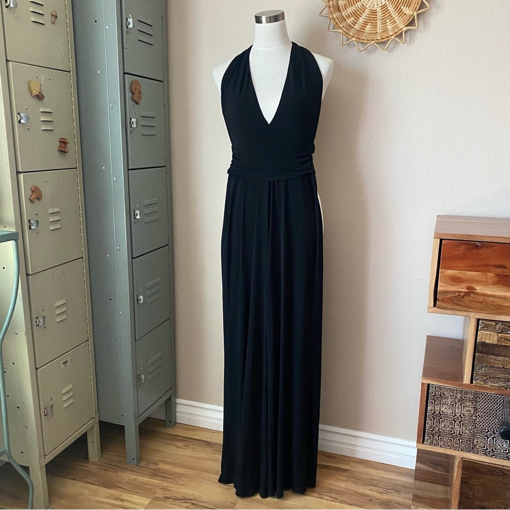 Caché Halter Plunging Jumpsuit